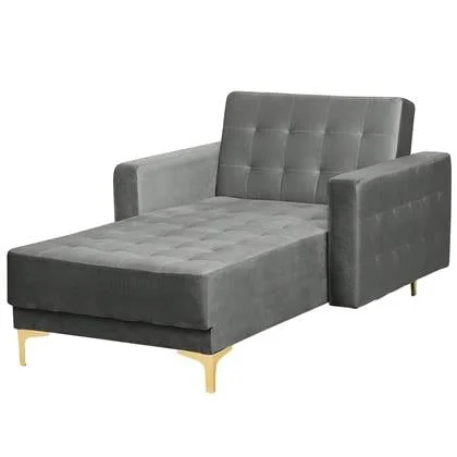 Beliani - ABERDEEN - Chaise longue - Grijs - Symmetrisch - Fluweel