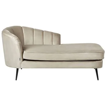 Beliani - ALLIER - Chaise longue - Beige - Linkerzijde - Fluweel