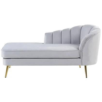 Beliani - ALLIER - Chaise longue - Grijs - Rechterzijde - Fluweel