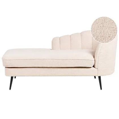 Beliani - ALLIER - Chaise longue - Lichtbeige - Rechterzijde - Bouclé
