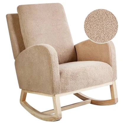 Beliani - ALSTA - Schommelstoel - Lichtbruin - Bouclé