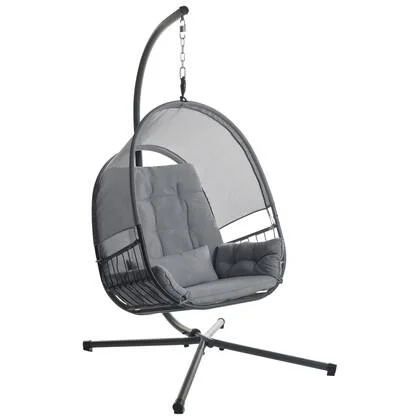 Beliani - ALVIANO - Hangstoel - Donkergrijs - Metaal