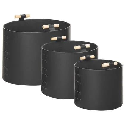 Beliani - ARAM - Opbergmanden set van 3 - Zwart - Kunstleer