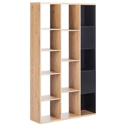 Beliani - BANGOR - Boekenkast - Lichthout|Zwart - MDF