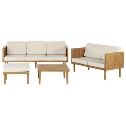 Beliani - BARATTI - Loungeset voor 5 - Lichte houtkleur - Acaciahout