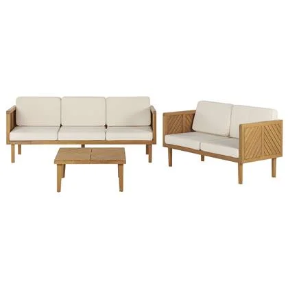 Beliani-BARATTI-Loungeset voor 5 met salontafel-Lichthout-Acaciahout