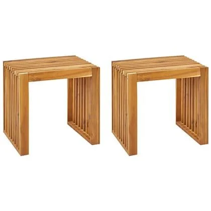 Beliani - BELLANO - Tuinkrukjes set van 2 - Lichthout - Acaciahout