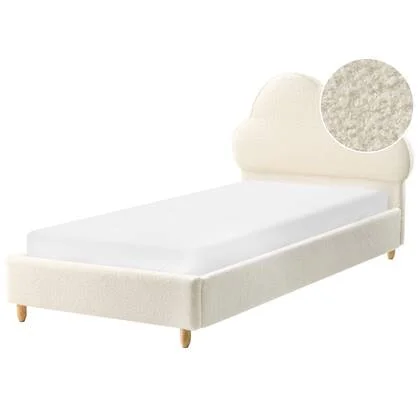 Beliani-BELLEVUE-Eenpersoonsbed-Gebroken wit-90 x 200 cm-Bouclé