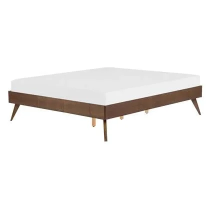 Beliani-BERRIC -Tweepersoonsbed-Donkere houtkleur-140 x 200 cm-MDF