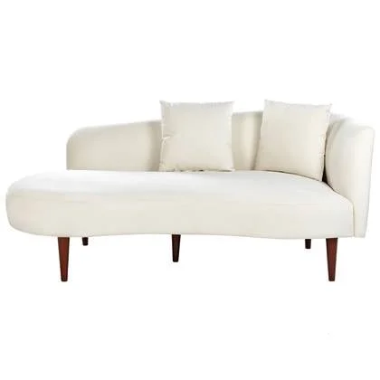 Beliani-CHAUMONT-Chaise longue-Off-white-Rechtszijdig-Fluweel