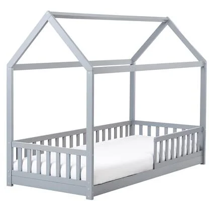 Beliani - COSSAYE - Kinderbed - Grijs - 90 x 200 cm - Grenenhout