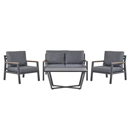 Beliani - DELIA - Loungeset voor 4 - Grijs - Aluminium