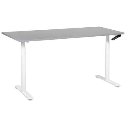 Beliani-DESTINAS-Verstelbaar bureau-Lichtgrijs-160 x 72 cm -Spaanplaat