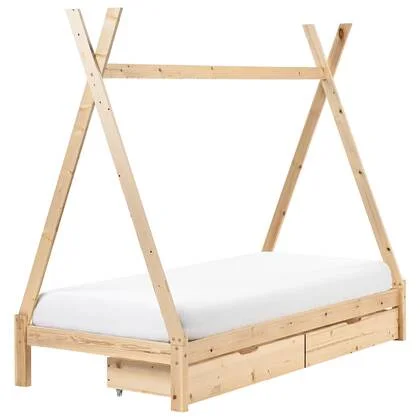 Beliani - DEVAY - Kinderbed - Lichtbruin - 90 x 200 cm - Dennenhout