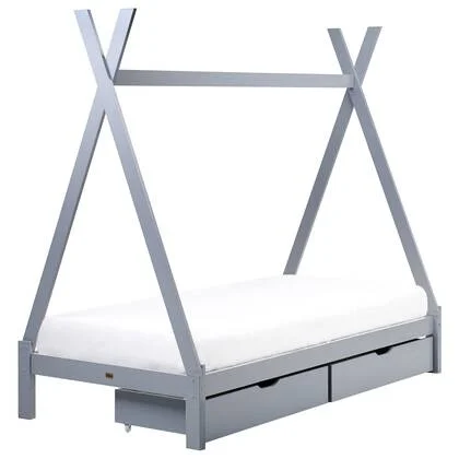 Beliani-DEVAY-Kinderbed met opbergruimte-Grijs-90 x 200 cm-Grenenhout