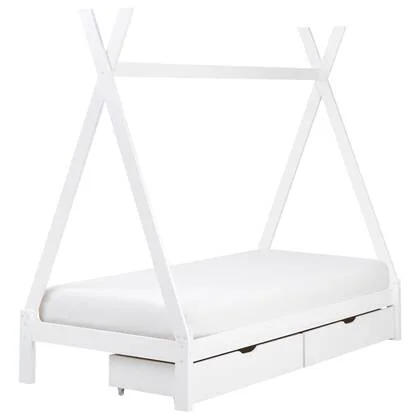 Beliani-DEVAY-Kinderbed met opbergruimte-Wit-90 x 200 cm-Grenenhout