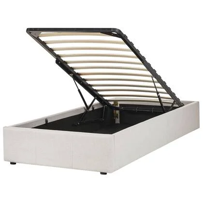 Beliani-DINAN-Eenpersoonsbed-Lichtbeige-90 x 200 cm-Polyester