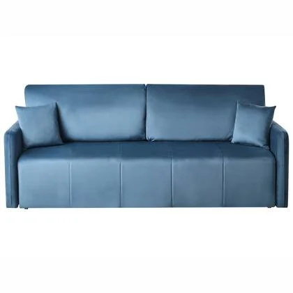 Beliani - EGGE - Driezitsbank - Blauw - Fluweel