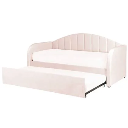 Beliani - EYBURIE - Onderschuifbed - Roze - 90 x 200 cm - Fluweel