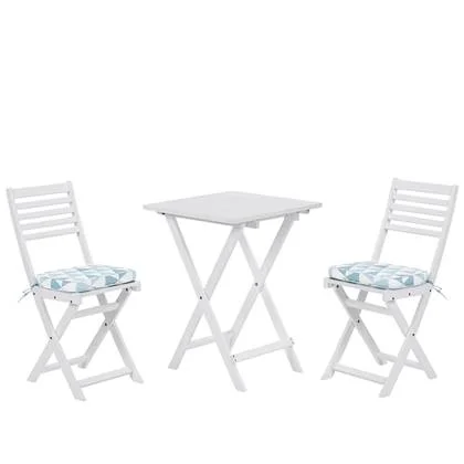 Beliani - FIJI - Bistroset voor 2 - Wit |Blauw - Acaciahout