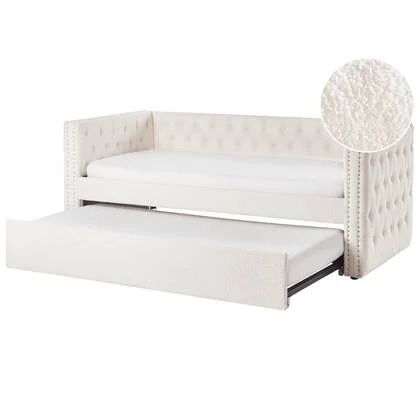 Beliani - GASSIN - Onderschuifbed - Off-white - 90 x 200 cm - Bouclé