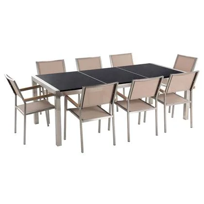 Beliani - GROSSETO - Tuinset voor 8 - Beige - Graniet