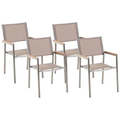 Beliani - GROSSETO - Tuinstoel set van 4 - Beige - Polyester