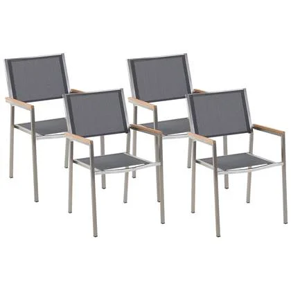 Beliani - GROSSETO - Tuinstoel set van 4 - Grijs - Polyester