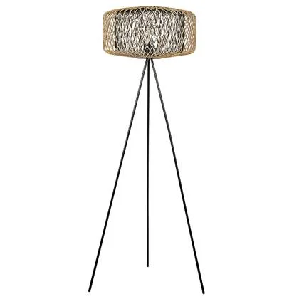 Beliani - JAVARI - Staande lamp - Naturel|Zwart - Bamboehout