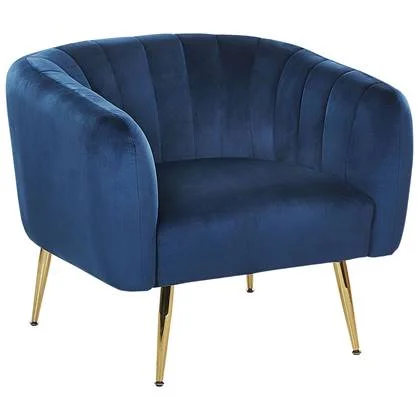 Beliani - LACONIA - Fauteuil - Donkerblauw - Fluweel