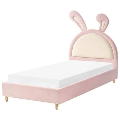 Beliani - LALLIAS - Eenpersoonsbed - Roze - 90 x 200 cm - Fluweel