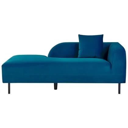 Beliani - LE CRAU - Chaise longue - Blauw - Rechtszijdig - Fluweel