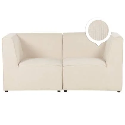 Beliani - LEMVIG - Tweezitsbank - Lichtbeige - Corduroy