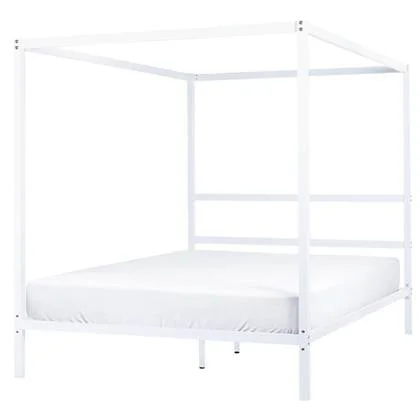 Beliani - LESTARDS - Hemelbed - Wit - 160 x 200 cm - Staal