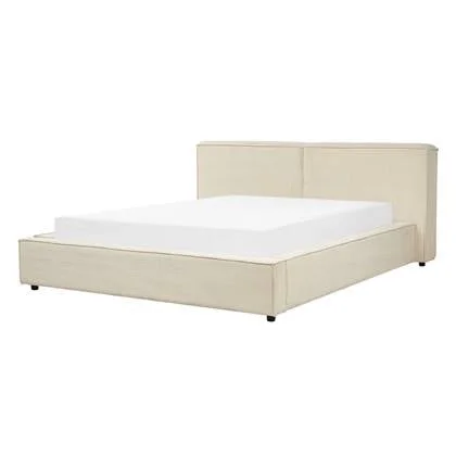 Beliani - LINARDS - Bed - Beige - 160 x 200 cm - Corduroy