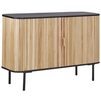 Beliani - LINDON - Dressoir - Lichthout|Zwart - MDF