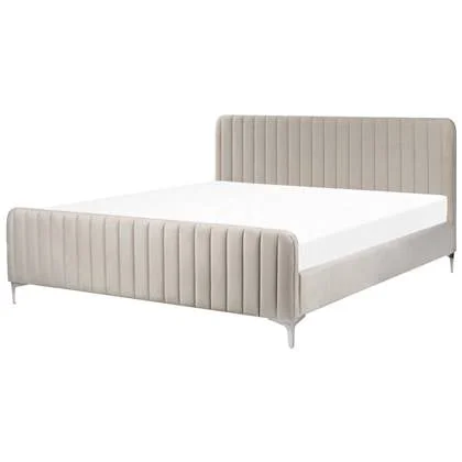 Beliani - LUNAN - Tweepersoonsbed - Taupe - 180 x 200 cm - Fluweel