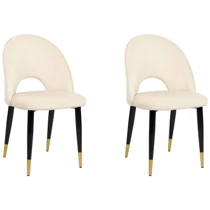 Beliani - MAGALIA - Eetkamerstoelen set - Beige - Fluweel