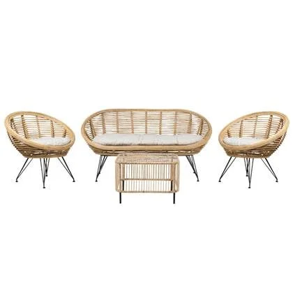 Beliani - MARATEA| CESENATICO - Loungeset 4-zits - Lichtbeige - Rotan