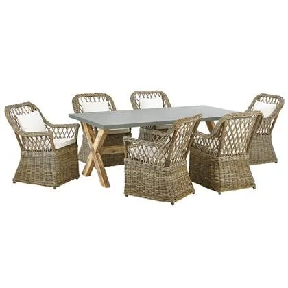 Beliani - MAROS|OLBIA - Tuinset voor 6 - Natuurlijk - Vezelcement