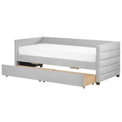 Beliani - MARRAY - Slaapbank - Lichtgrijs - 90 x 200 cm - Fluweel