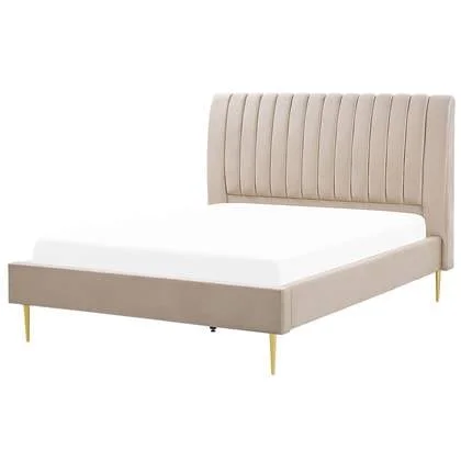 Beliani - MARVILLE - Tweepersoonsbed - Beige - 140 x 200 cm - Fluweel