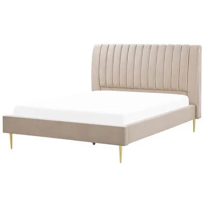 Beliani - MARVILLE - Tweepersoonsbed - Beige - 180 x 200 cm - Fluweel