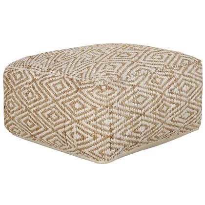 Beliani - MASKI - Poef - Beige|Wit - Jute