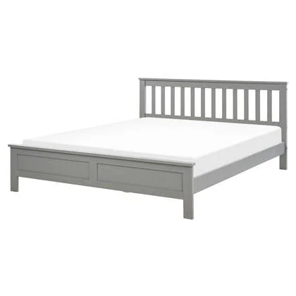 Beliani-MAYENNE -Tweepersoonsbed-Grijs-160 x 200 cm-Dennenhout