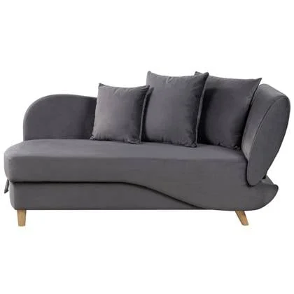 Beliani-MERI II-Chaise longue opberg-Donkergrijs-Rechterzijde-Fluweel