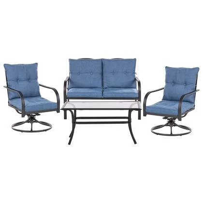 Beliani - MESTRINO - Loungeset 4-zits - Blauw - Staal