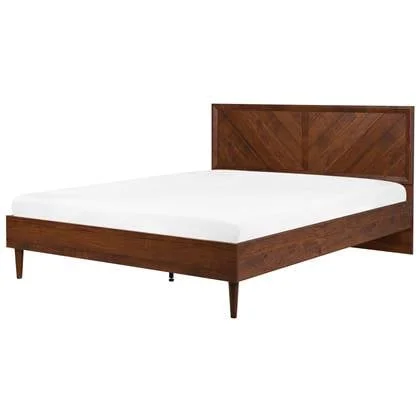 Beliani-MIALET -Bed-Donkere houtkleur-180 x 200 cm-Vezelplaat