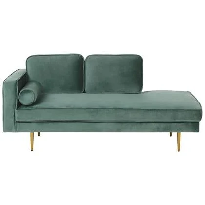 Beliani - MIRAMAS - Chaise longue - Groen - Linkerzijde - Fluweel