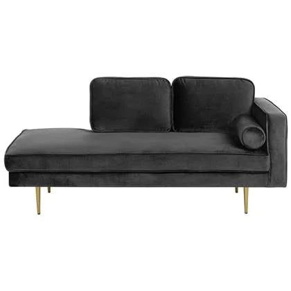 Beliani - MIRAMAS - Chaise longue - Zwart - Rechterzijde - Fluweel